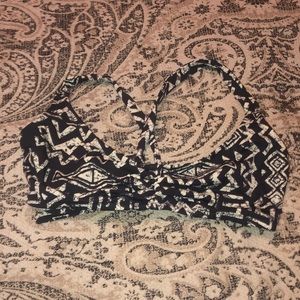 Charcoal grey and cream bikini top